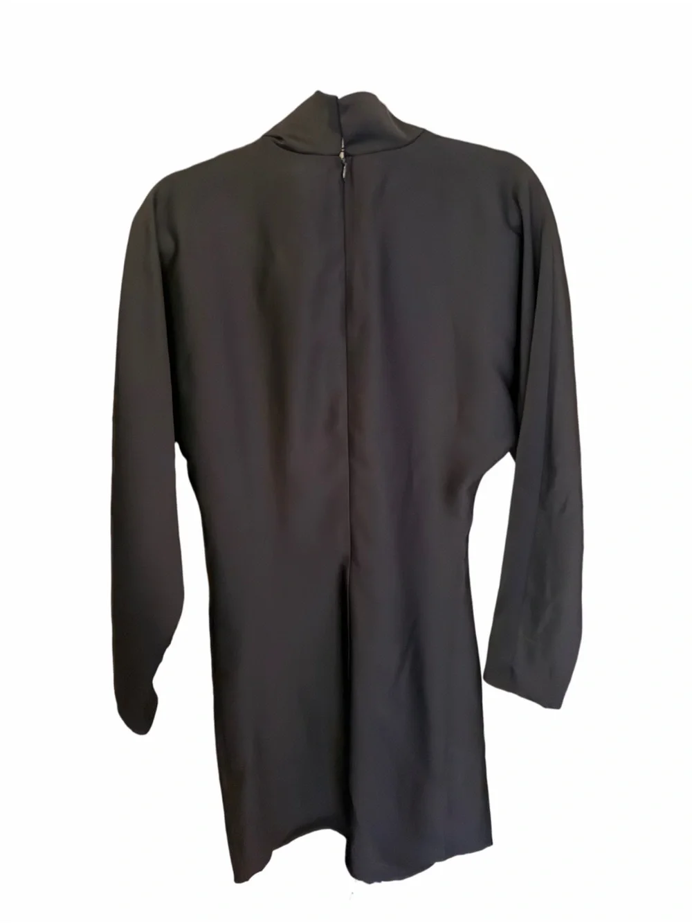 H&M Black Draped Long-Sleeve Mini Dress with High Neck - Picture 5 of 7